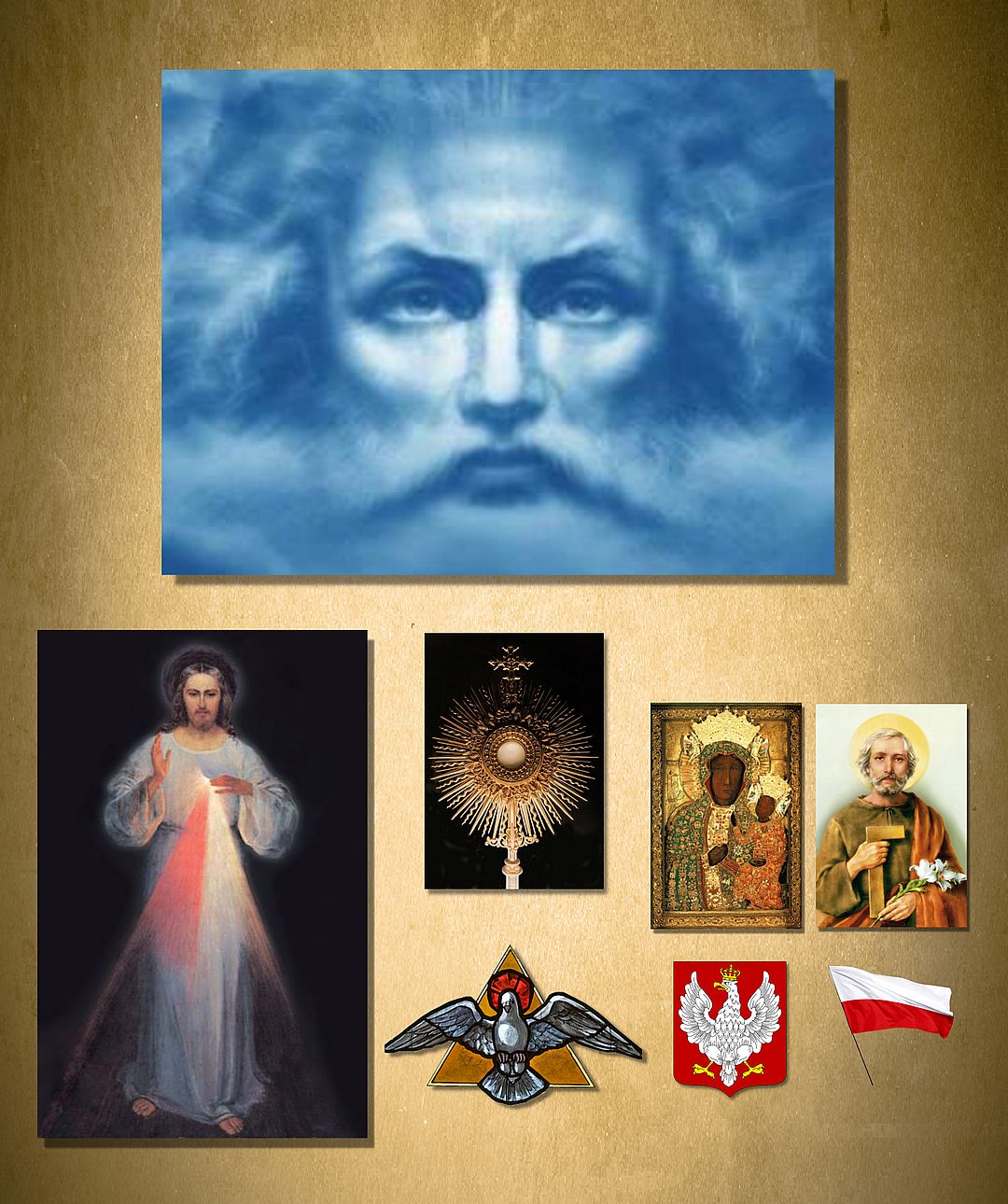 Bóg Ojciec Sędzia Sprawiedliwy, Pan Jezus Miłosierny, Pan Jezus w Hostii Przenajświętszej Ukryty, Matka Boża Królowa Polski