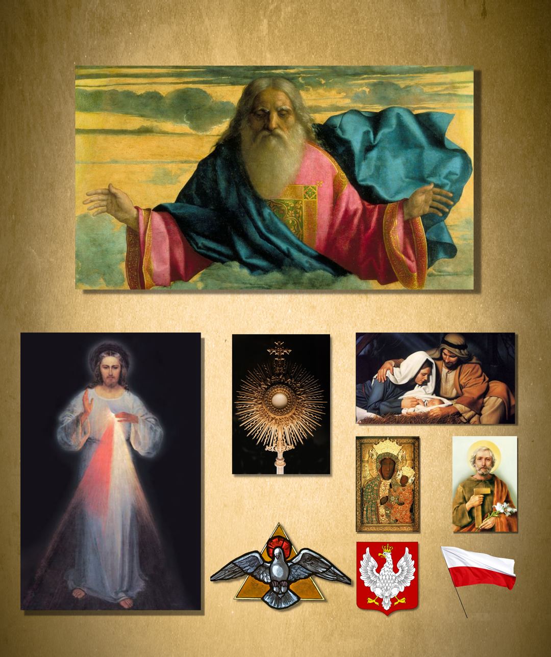 Pan Bóg Stworzyciel, Pan Jezus Miłosierny, Pan Jezus w Hostii Przenajświętszej Ukryty, Matka Boża Królowa Polski